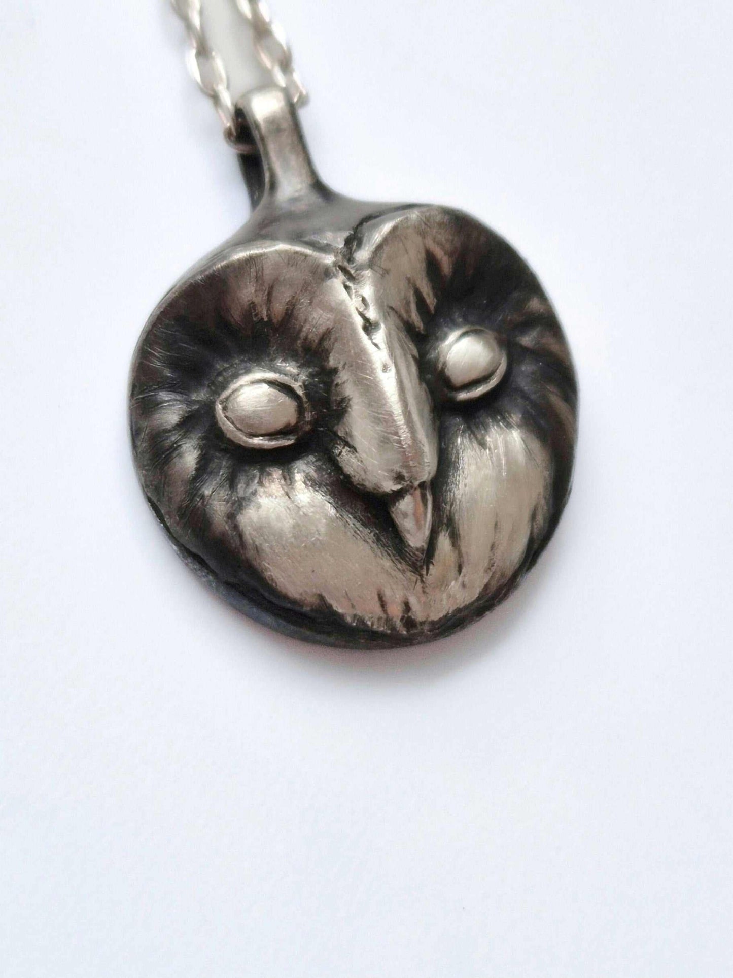 Sterling Silver Barn Owl Pendant Necklace