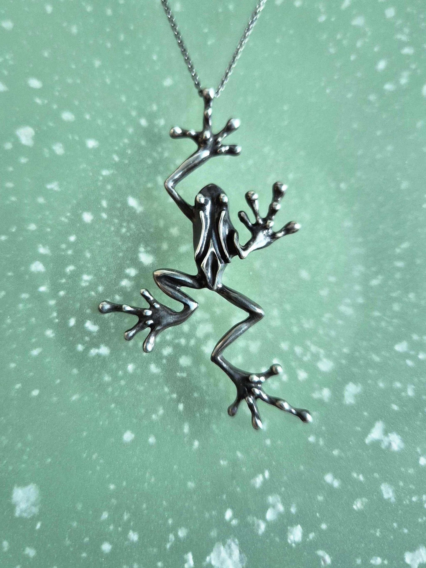 frog necklace in sterling silver