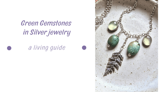 Green gemstone silver necklace with leaf pendant - handmade nature-inspired jewelry by Bearcat Jewelry