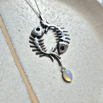 The Balance necklace, fish silver pendant, Mermaid silver amulet