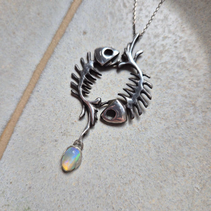 The Balance necklace, fish silver pendant, Mermaid silver amulet