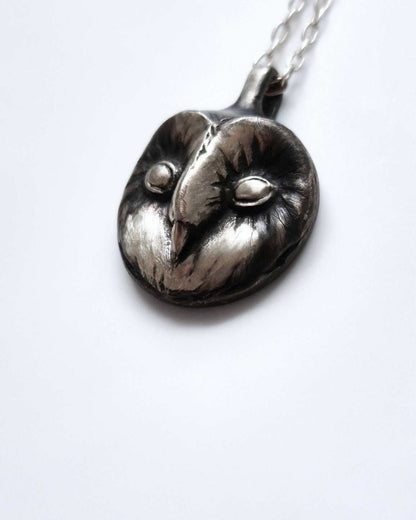 barn owl necklace in sterling silver