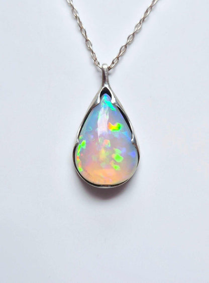 opal necklace - teardrop natural opal - one-of-a-kind