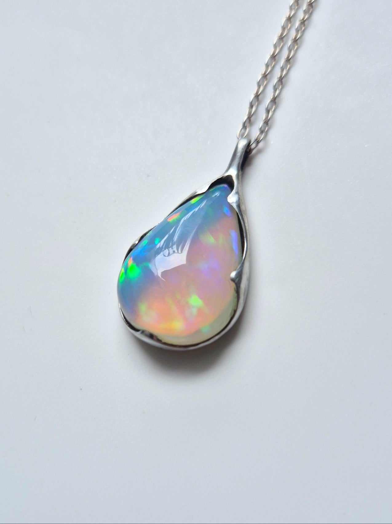 opal necklace - teardrop natural opal - one-of-a-kind