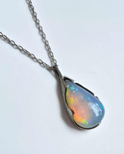 opal necklace - teardrop natural opal - one-of-a-kind