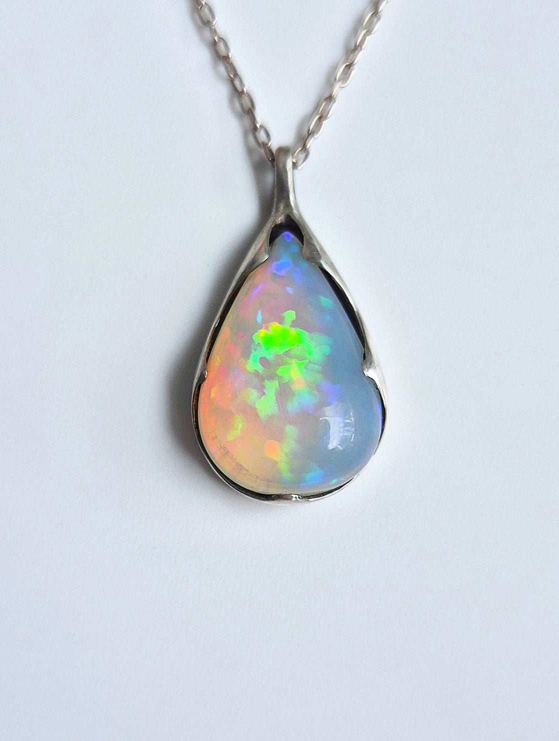 opal necklace - teardrop natural opal - one-of-a-kind