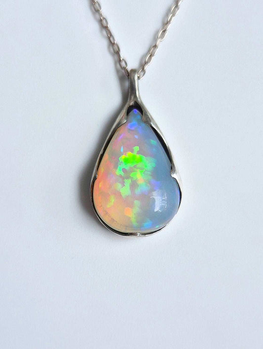 opal necklace - teardrop natural opal - one-of-a-kind