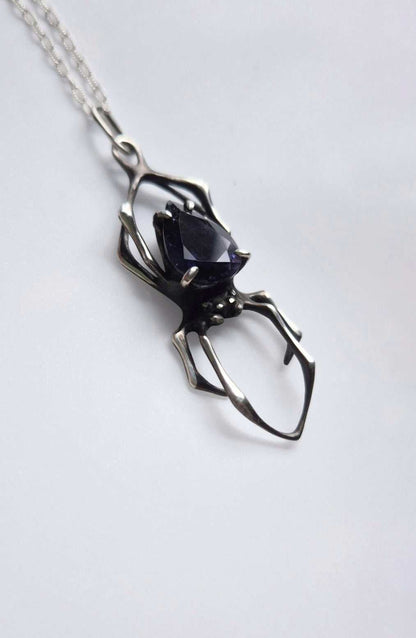 Spider necklace with Iolite Sunstone