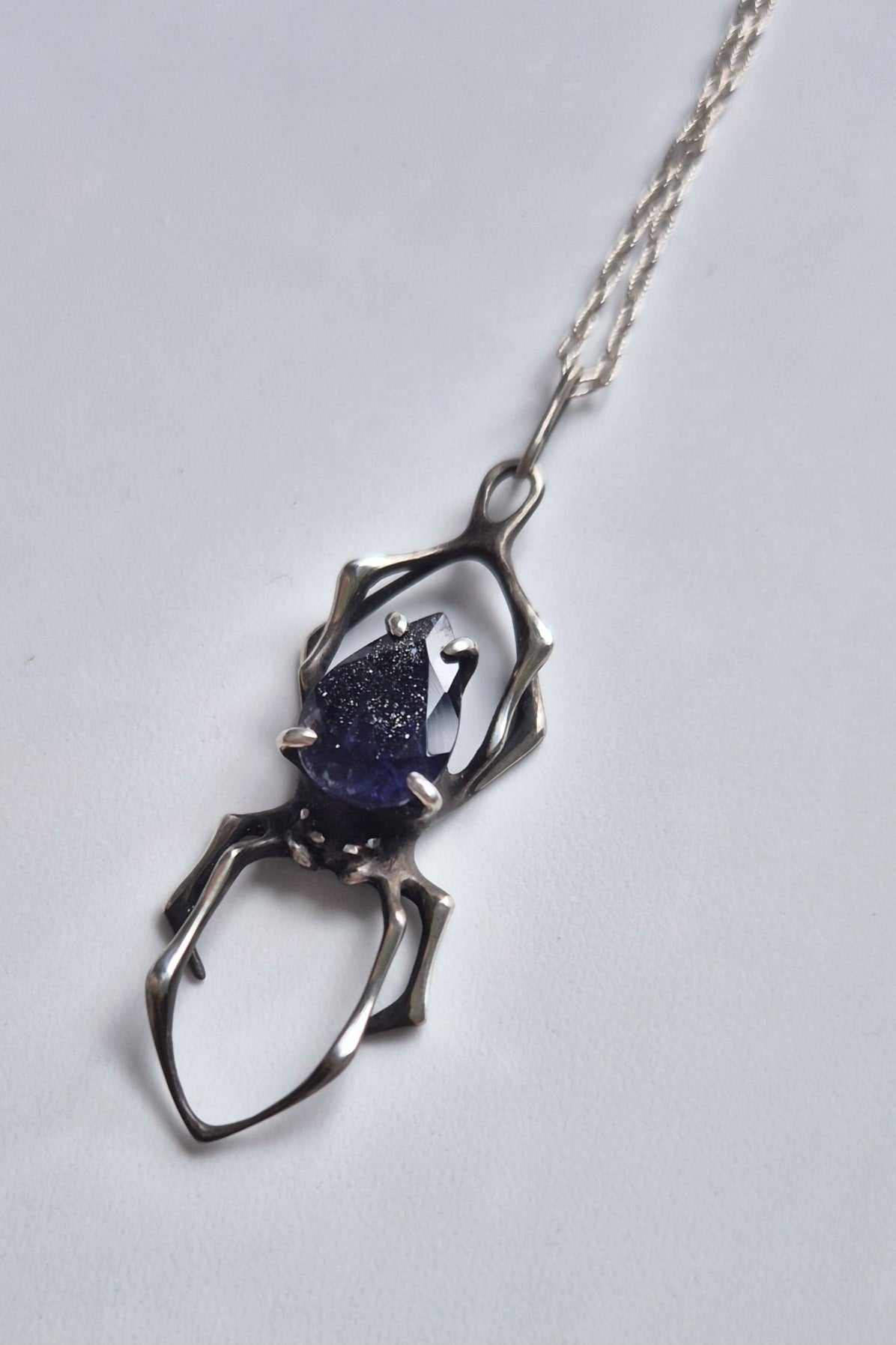 Spider necklace with Iolite Sunstone