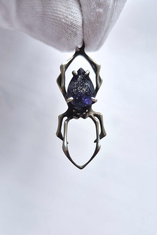 Spider necklace with Iolite Sunstone