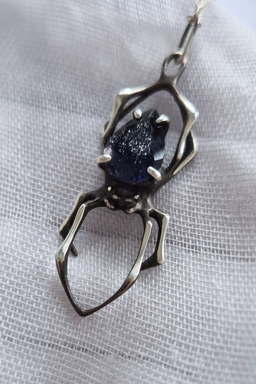 Spider necklace with Iolite Sunstone