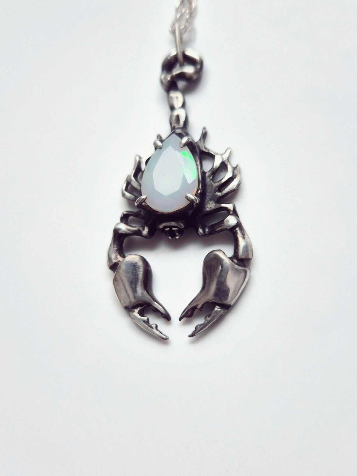 scorpion necklace in sterling silver - opal