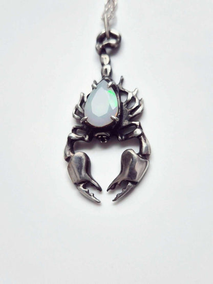 scorpion necklace in sterling silver - opal