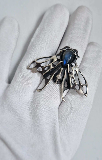 Moth ring with Deep Blue Labradorite