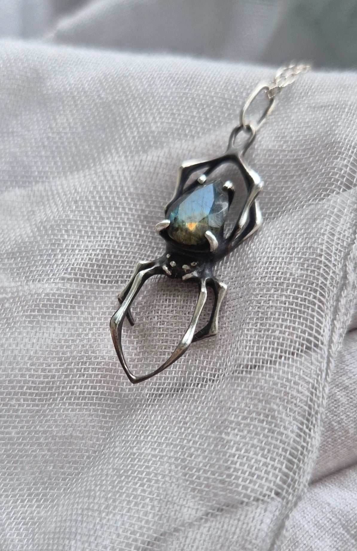Spider necklace with Blue labradorite
