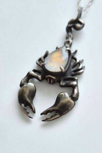 Scorpion necklace with Moonstone