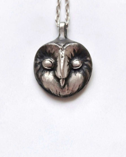 barn owl necklace in sterling silver