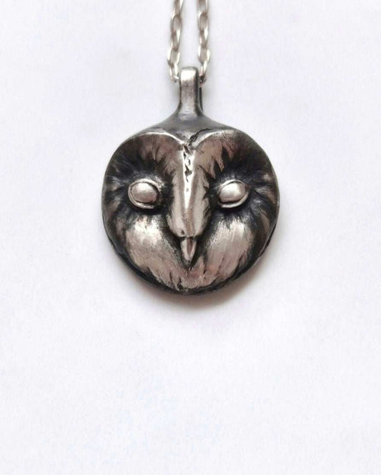 barn owl necklace in sterling silver
