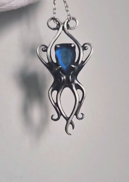 octopus necklace in sterling silver - labradorite