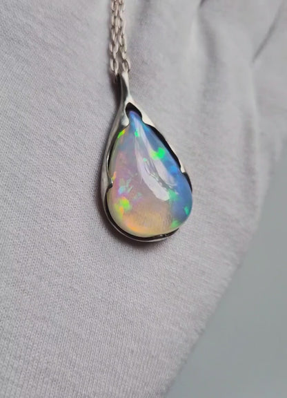 opal necklace - teardrop natural opal - one-of-a-kind