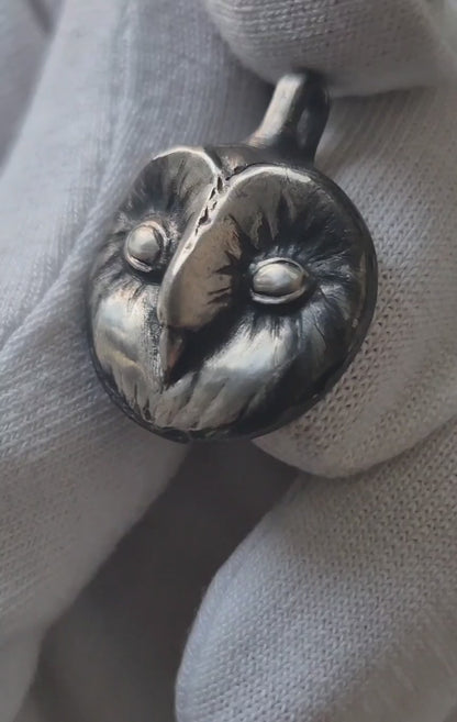 Sterling Silver Barn Owl Pendant Necklace