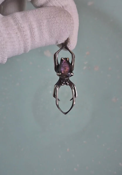 Spider necklace – Purple Labradorite - Handmade silver jewelry