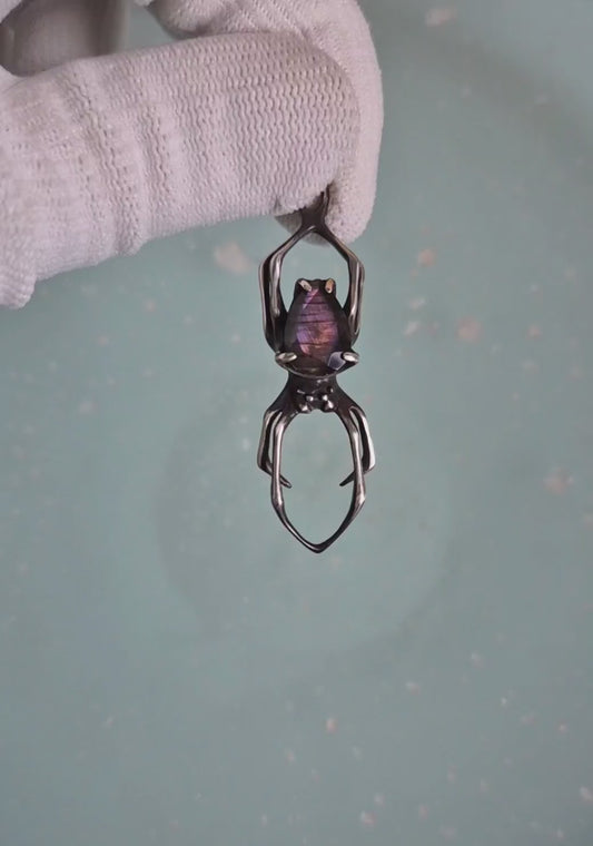 Spider necklace – Purple Labradorite - Handmade silver jewelry