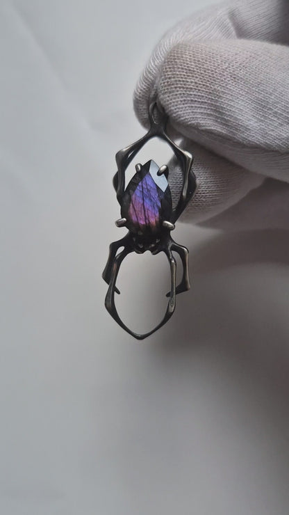 Spider necklace in sterling silver - Purple labradorite - OOAK / Ready to ship