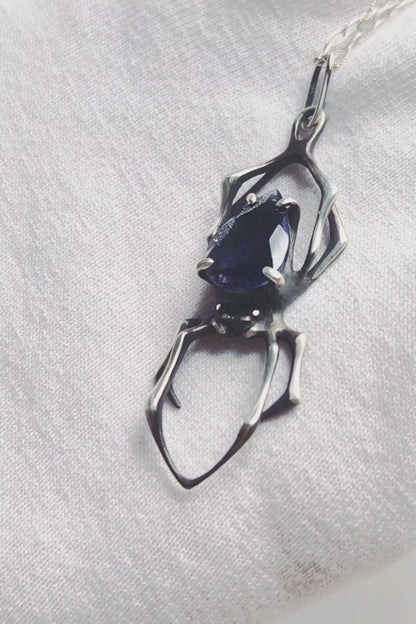 Spider necklace with Iolite Sunstone