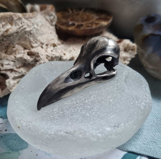 Raven Skull pendant Made to Order Norse witch silver talisman