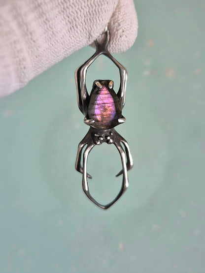 Spider necklace – Purple Labradorite - Handmade silver jewelry