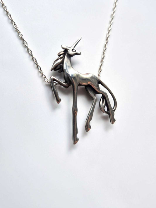 Unicorn necklace in sterling silver - Custom crafted