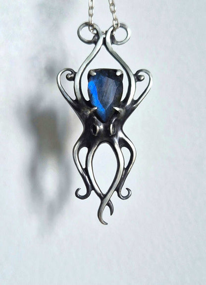 octopus necklace in sterling silver - labradorite