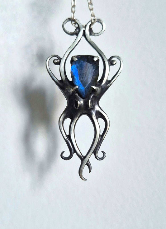 octopus necklace in sterling silver - labradorite
