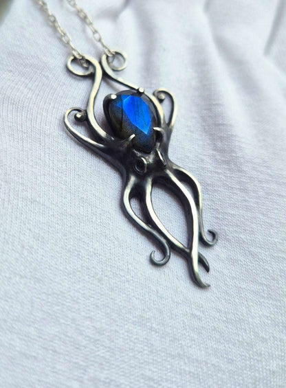 octopus necklace in sterling silver - labradorite