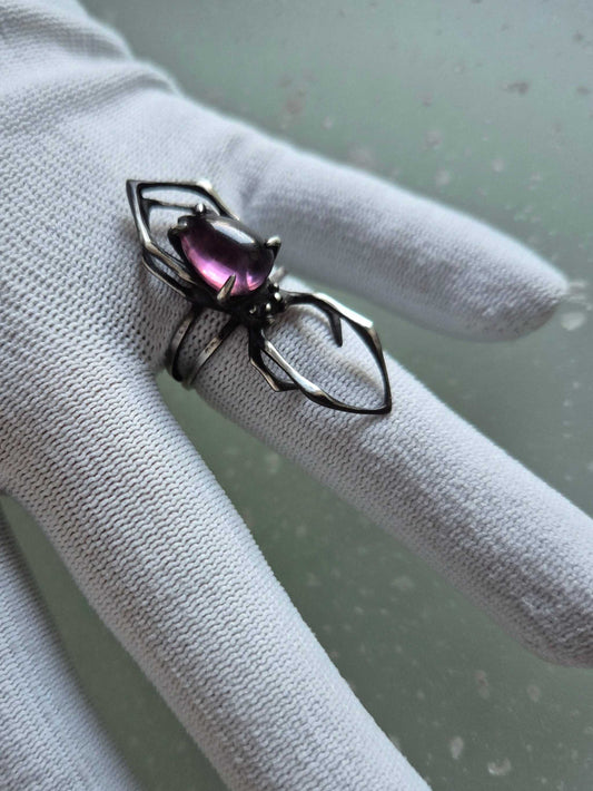 Spinnenring - Iolith Sonnenstein Edelstein - Handgefertigter Silberschmuck