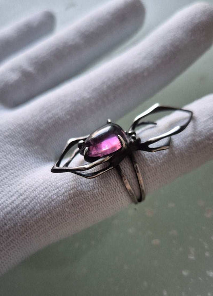 Spinnenring - Iolith Sonnenstein Edelstein - Handgefertigter Silberschmuck