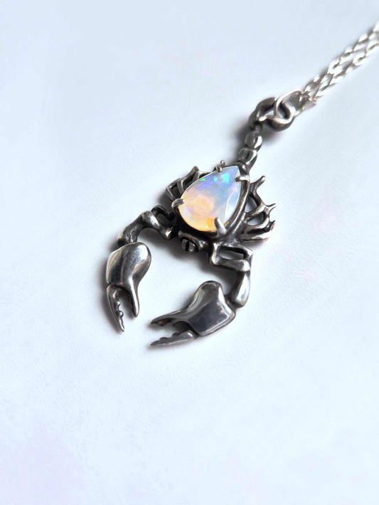 Scorpion necklace in Sterling Silver - Opal gem - Ready to ship
