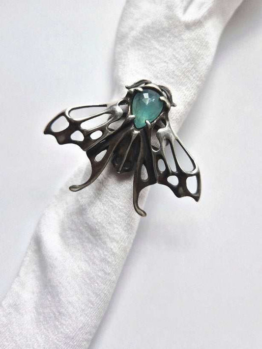 Mottenring - Grandidierit Edelstein - Handgefertigter symbolischer Silberschmuck