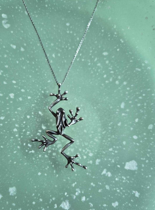 Frog necklace - Handmade silver jewelry