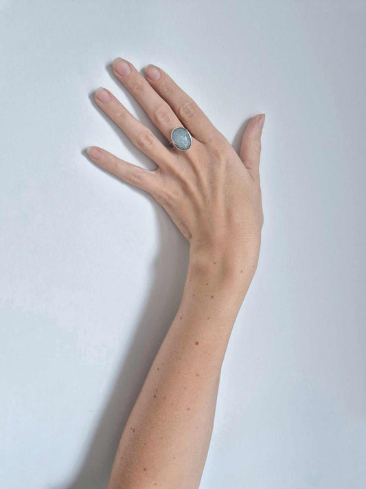Aquamarine ring in Sterling silver - One-of-a-kind/ Ready to ship