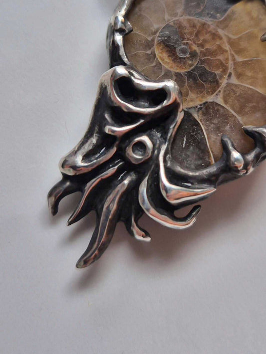 Nautilus necklace in sterling silver - Ammonite fossil
