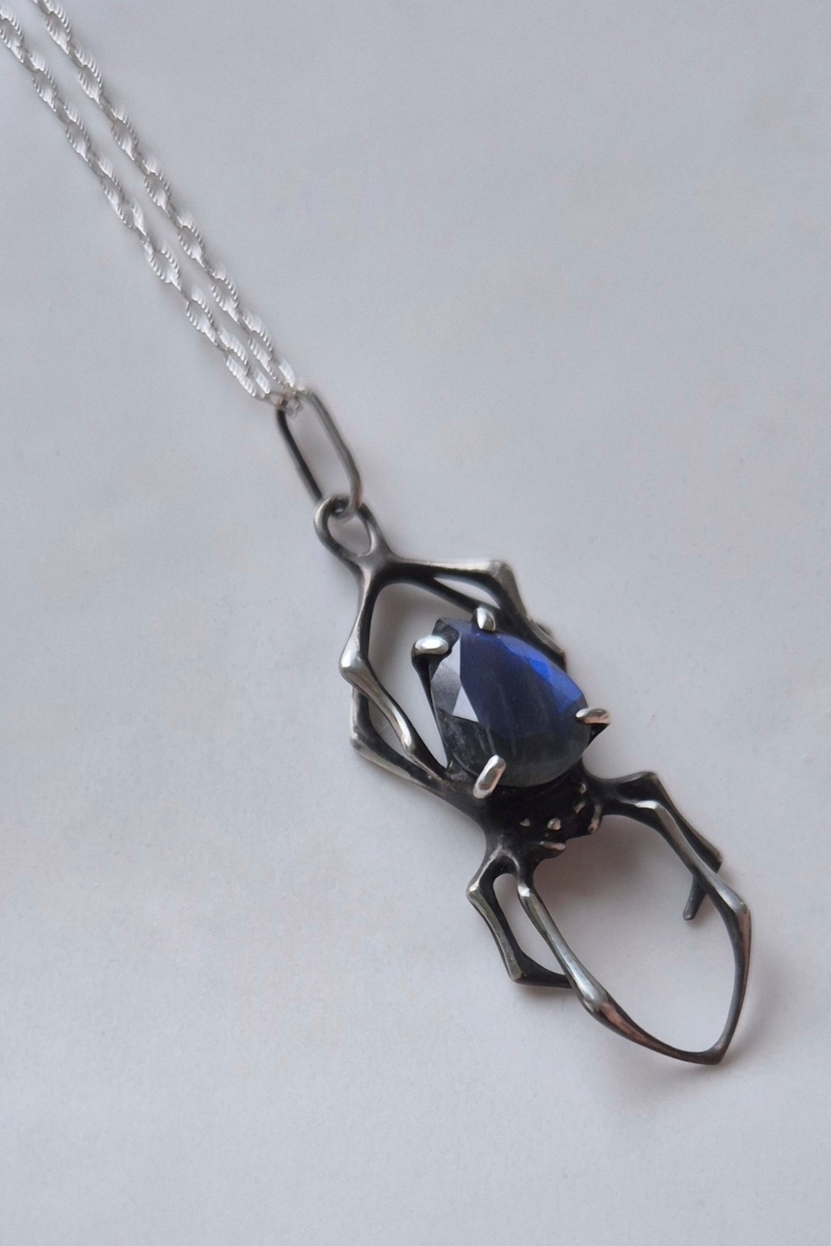 Spider necklace with Blue labradorite