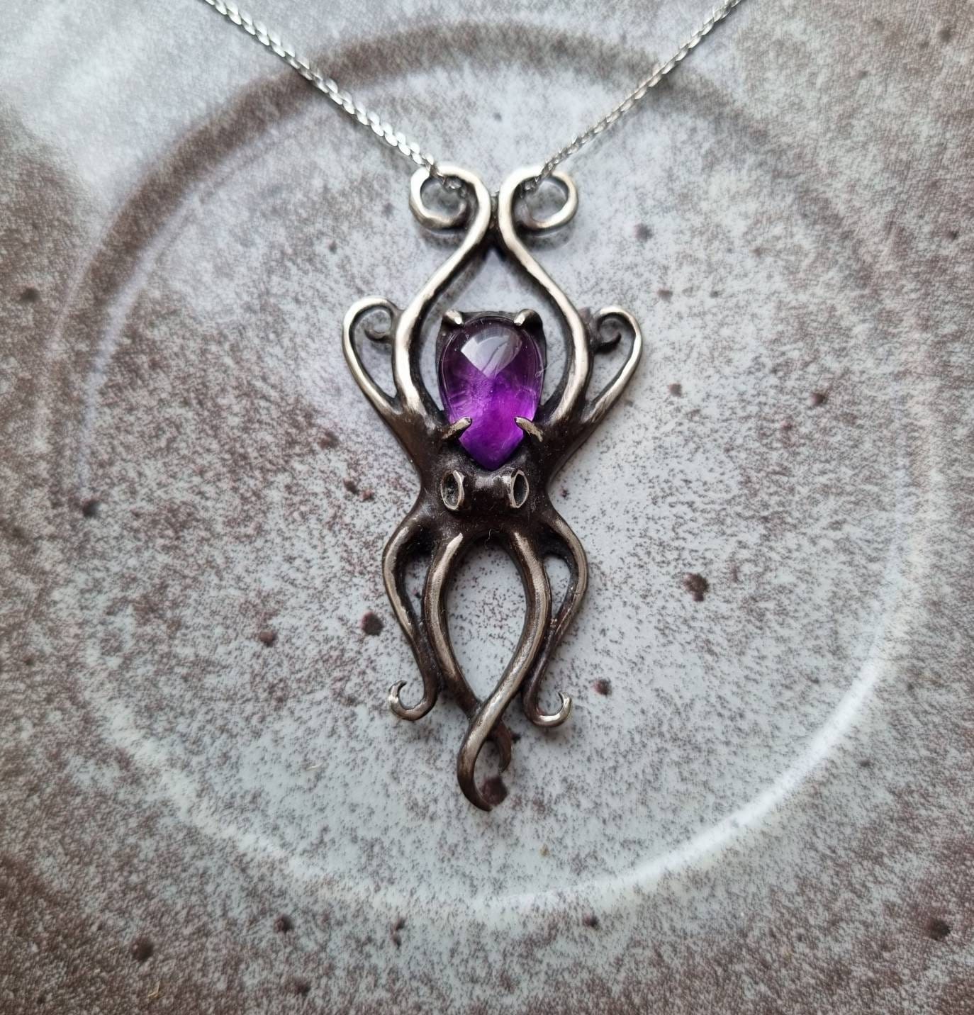 Custom Amethyst Octopus Pendant - Ocean Talisman main