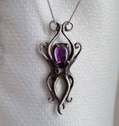 Custom Amethyst Octopus Pendant - Ocean Talisman